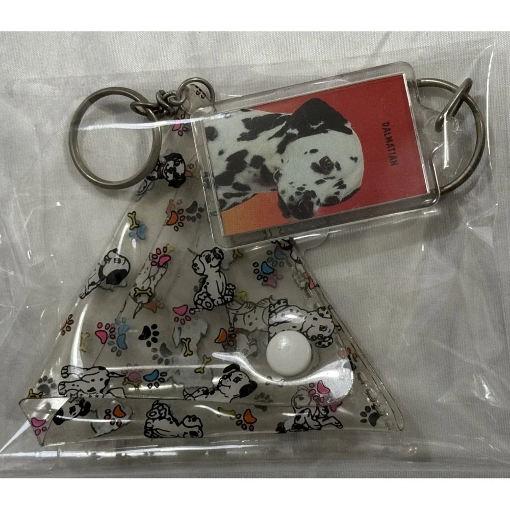 Lot of 2 Dalmatian‎ Dog Acrylic 2 Sided Keychain and Change Purse Keychain